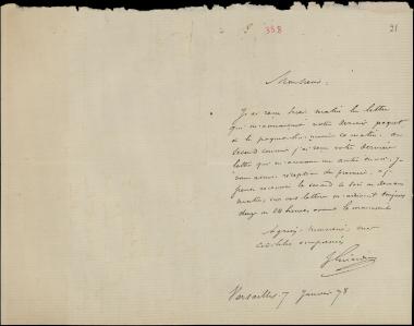 Letter sent by Girardin, J. to Schliemann, Heinrich, 1878