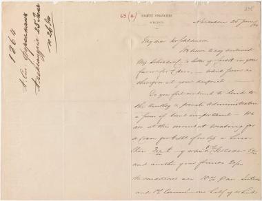 Letter sent by Forssmann, A. St. John to Schliemann, Heinrich, 1864