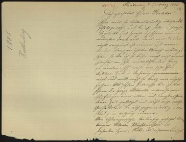 Letter sent by Ruthenberg, August to Schliemann, Heinrich, 1886