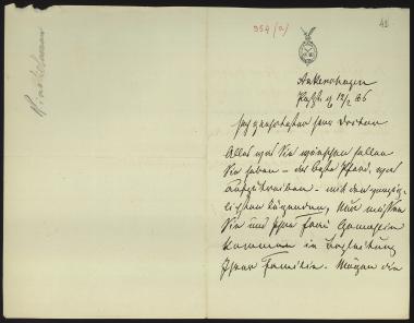 Letter sent by Winckelmann, Ernst to Schliemann, Heinrich, 1886