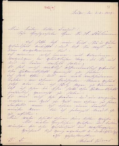 Letter sent by Todrons, Moharb. to Schliemann, Heinrich, 1887