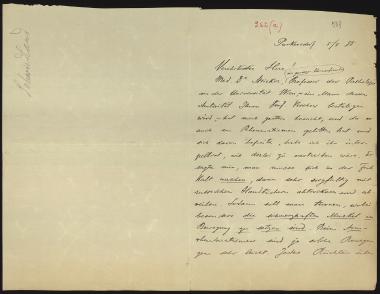 Letter sent by Schwiedland, Eugène to Schliemann, Heinrich, 1885