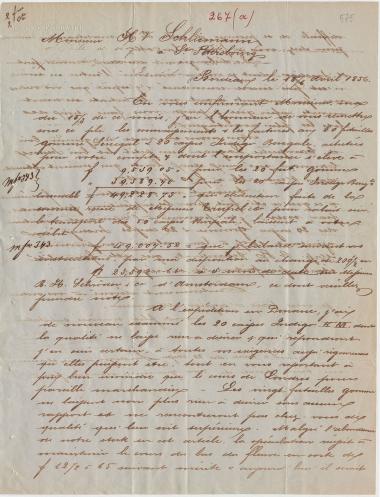Letter sent by Fournier, Maurice to Schliemann, Heinrich, 1856