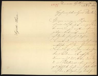 Letter sent by Hesse, Auguste to Schliemann, Heinrich, 1883