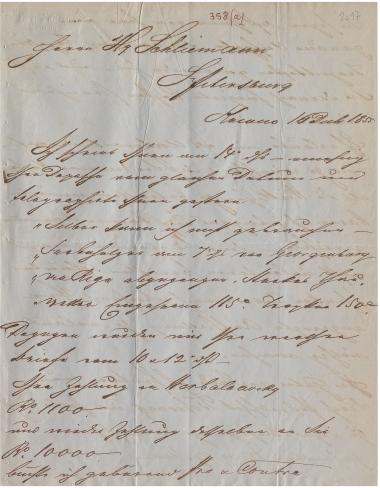 Letter sent by Adelson, Jacob to Schliemann, Heinrich, 1855