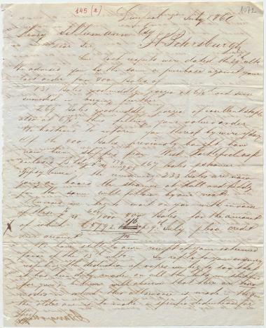 Letter sent by Prange & Meyer to Schliemann, Heinrich, 1860