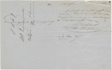 Letter sent by Bartelink, Th. to Schliemann, Heinrich, 1857