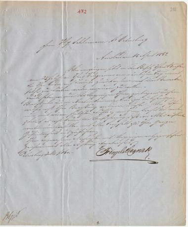 Letter sent by Frenzel & Honck to Schliemann, Heinrich, 1862