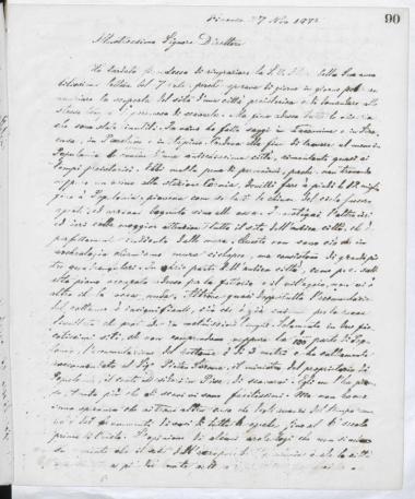 Copy of letter by Schliemann, Heinrich to Fiorelli, Giuseppe, 1875