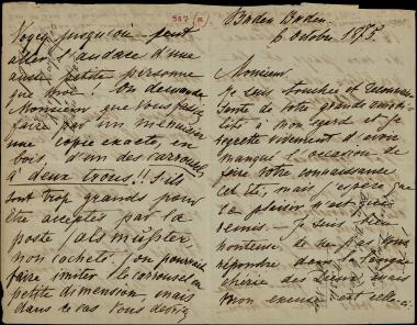 Letter sent by Zographos, Helene to Schliemann, Heinrich, 1875