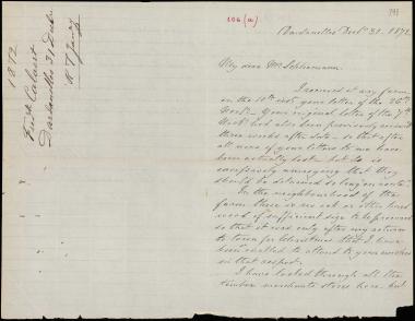 Letter sent by Calvert, Frederick W. to Schliemann, Heinrich, 1872