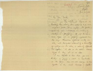Letter sent by Sayce, Archibald Henry to Schliemann, Heinrich, 1885