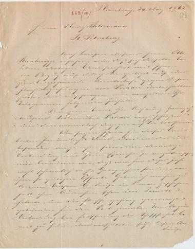 Letter sent by Schröder, Christ. & Co. to Schliemann, Heinrich, 1863