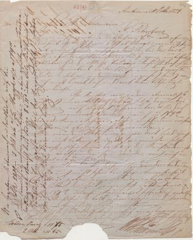 Letter sent by Schröder, B. H. & Co. to Schliemann, Heinrich, 1854