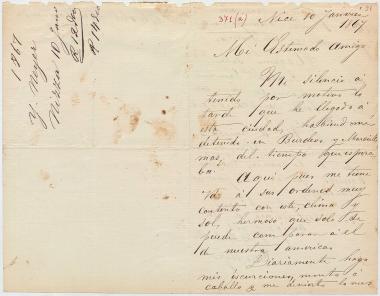 Letter sent by Neyer, Y. to Schliemann, Heinrich, 1867