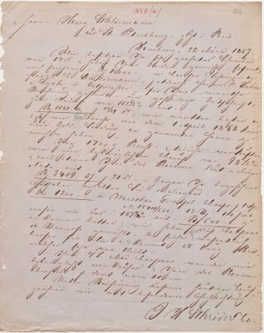 Letter sent by Schröder, Henry J. & Co. to Schliemann, Heinrich, 1867