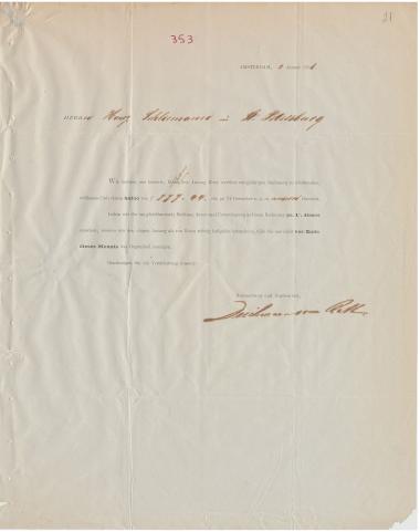 Letter sent by Deichmann & vom Rath to Schliemann, Heinrich, 1856