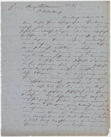Letter sent by Schröder Bros. & Co. to Schliemann, Heinrich, 1864