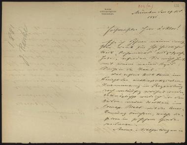 Letter sent by Ranke, Johannes to Schliemann, Heinrich, 1881