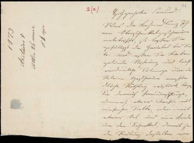 Letter sent by Αρεταίος, Θεόδωρος to Schliemann, Heinrich [1873]