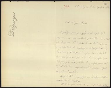 Letter sent by Δεληγεώργης, Δ. Ε. to Schliemann, Heinrich, 1881