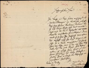 Letter sent by Curtius, Ernst W. to Schliemann, Heinrich, 1872