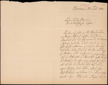 Letter sent by Kühse, Wilhelm to Σλήμαν, Σοφία and Schliemann, Heinrich, 1884