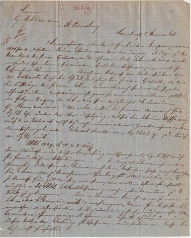 Letter sent by Schröder Bros. & Co. to Schliemann, Heinrich, 1864
