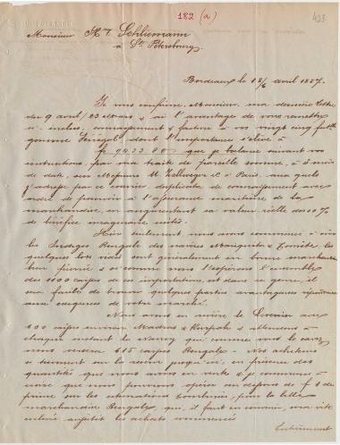 Letter sent by Fournier, Maurice to Schliemann, Heinrich, 1857