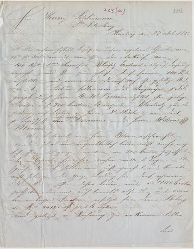 Letter sent by Zacharias, A. and Wendt, ? to Schliemann, Heinrich, 1855