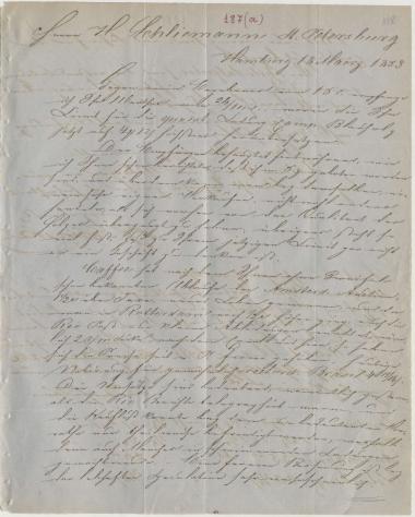Letter sent by Schinckel, P. G. to Schliemann, Heinrich, 1853