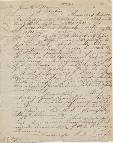 Letter sent by Schröder, B. H. & Co. to Schliemann, Heinrich, 1848