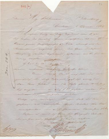 Letter sent by Schröder, B. H. & Co. to Schliemann, Heinrich, 1863