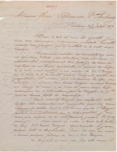 Letter sent by Fournier, Maurice to Schliemann, Heinrich, 1857