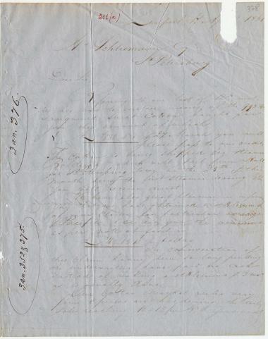Letter sent by Schröder, Henry J. & Co. to Schliemann, Heinrich, 1861