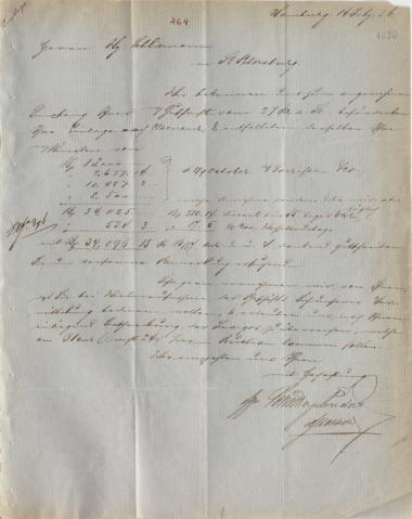 Letter sent by Schröder Bros. & Co. to Schliemann, Heinrich, 1856
