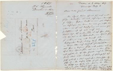 Letter sent by Heynahts, Peter Eduard to Schliemann, Heinrich, 1867