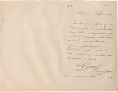 Letter sent by Goury, A. to Schliemann, Heinrich [1868]