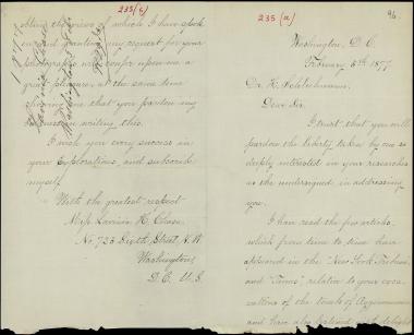 Letter sent by Chase, Lavinia H. to Schliemann, Heinrich, 1877