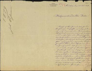 Letter sent by Weismann, Joh. to Schliemann, Heinrich, 1879