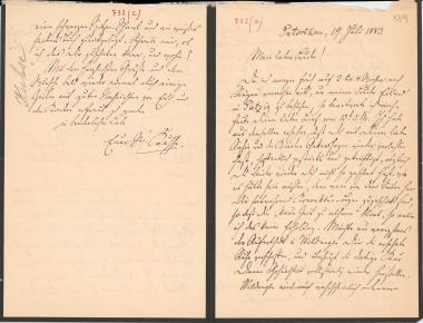 Letter sent by Kühse, Wilhelm to Schliemann, Heinrich, 1883