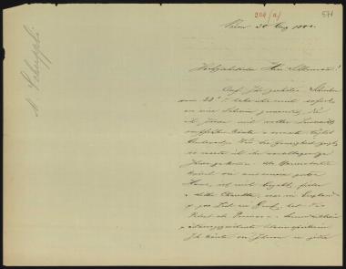 Letter sent by Schuppli, M. to Schliemann, Heinrich, 1881