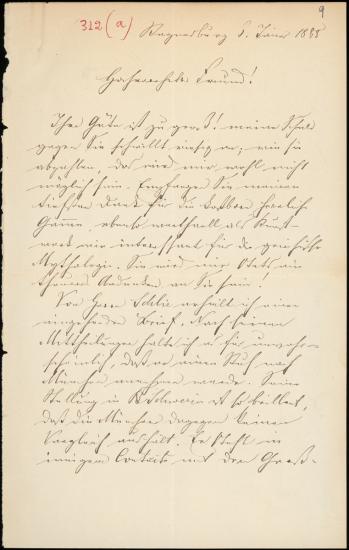 Letter sent by Schels, August to Schliemann, Heinrich, 1885