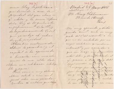 Letter sent by Quiroga, Fr. to Schliemann, Heinrich, 1868