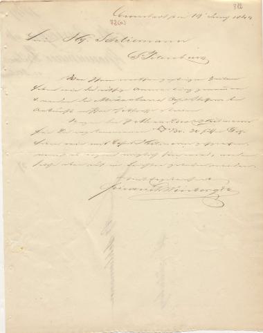 Letter sent by Winberg, Friedrich & Co. to Schliemann, Heinrich, 1849