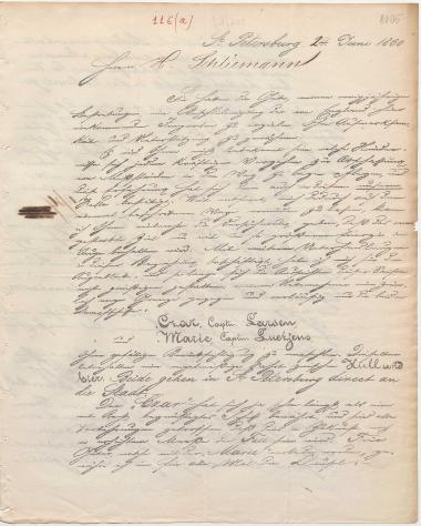 Letter sent by Pahnke, A. to Schliemann, Heinrich, 1860
