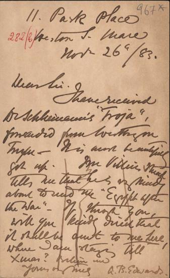 Letter sent by Edwards, Amelia B. to Murray, John, 1883