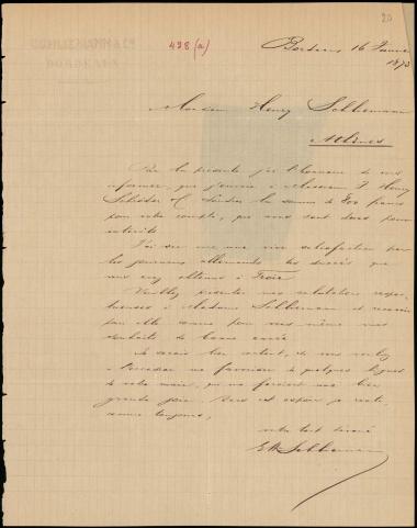 Letter sent by Schliemann, Ernst Wilhelm to Schliemann, Heinrich, 1873