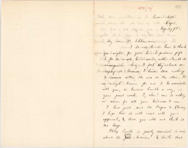 Letter sent by Sayce, Archibald Henry to Schliemann, Heinrich, 1883
