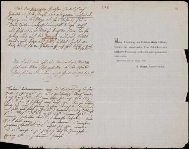 Letter sent by [Schliemann], Elise to Schliemann, Heinrich [1870]